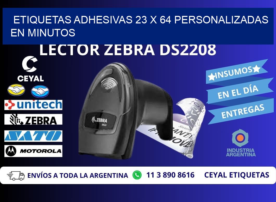 Etiquetas Adhesivas 23 x 64 Personalizadas en Minutos