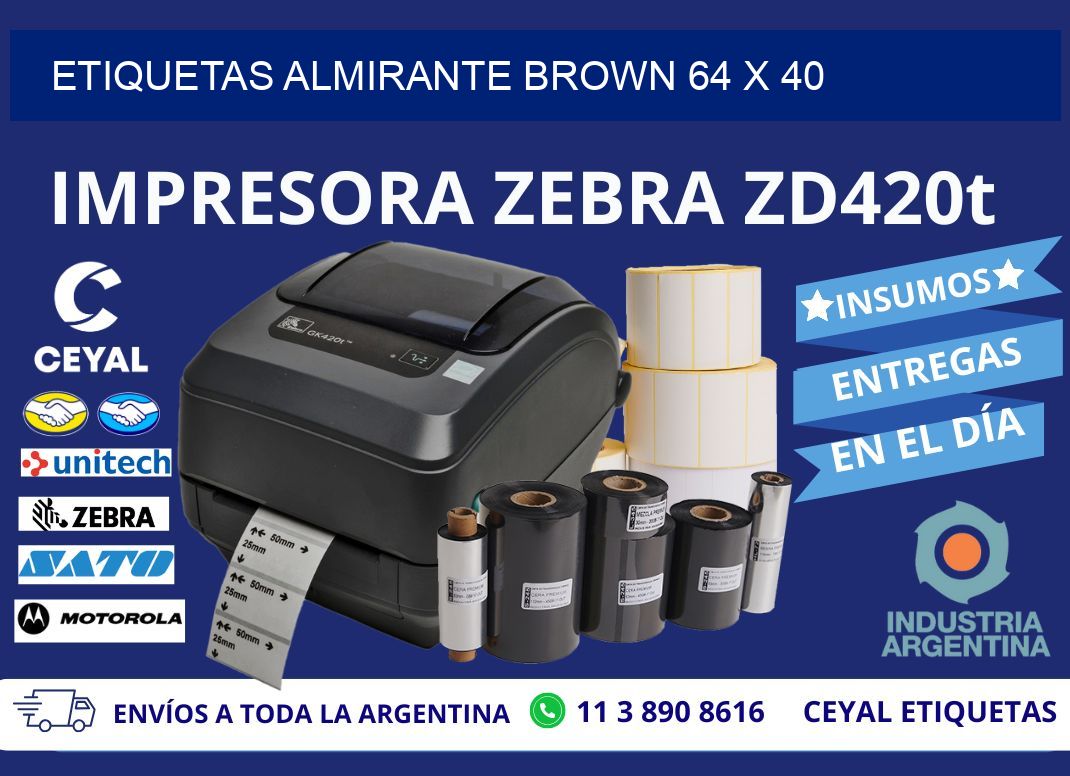 Etiquetas Almirante Brown 64 x 40