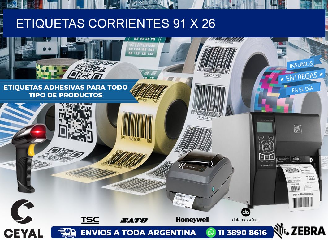Etiquetas Corrientes 91 x 26