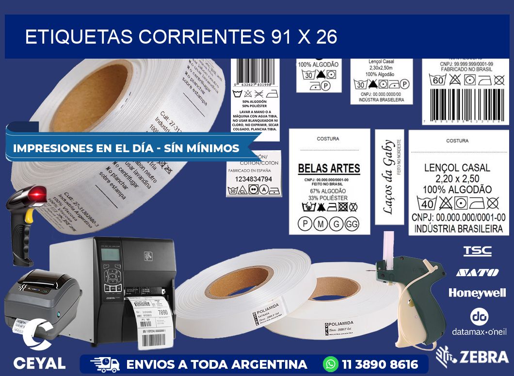 Etiquetas Corrientes 91 x 26