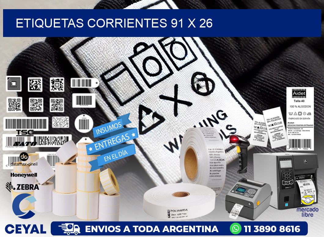 Etiquetas Corrientes 91 x 26