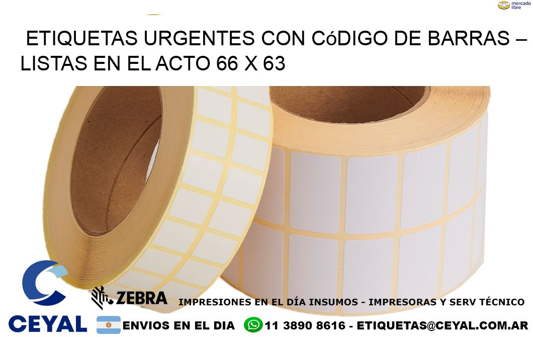 Etiquetas Urgentes con Código de Barras – Listas en el Acto 66 x 63