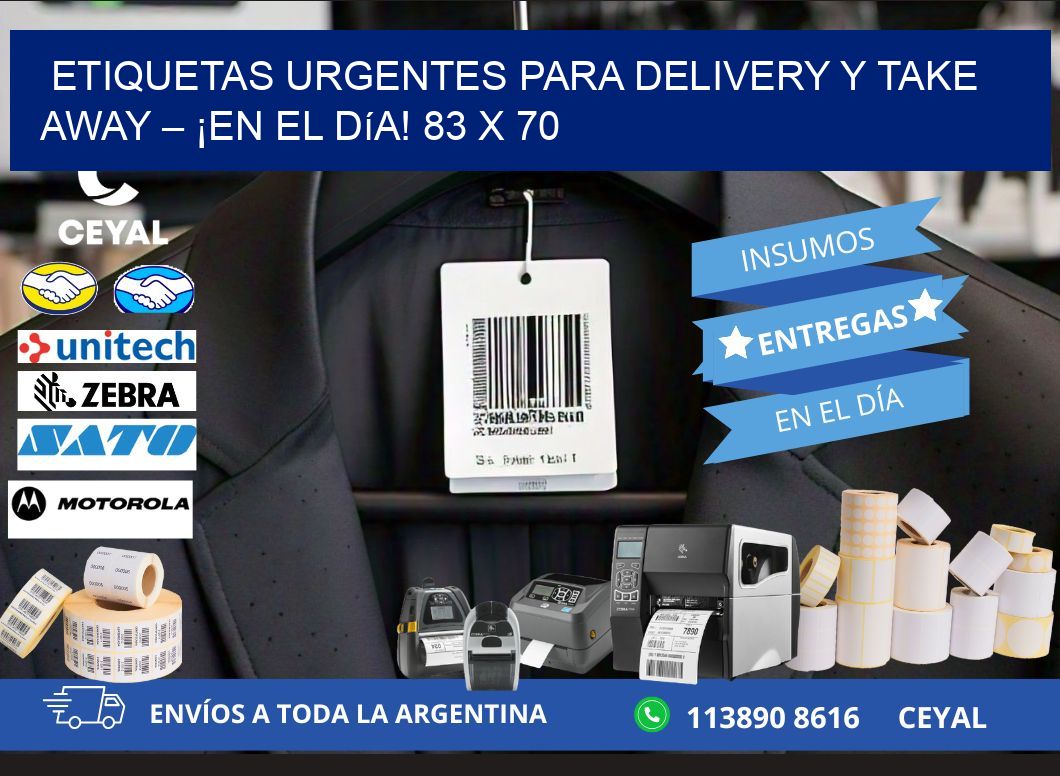 Etiquetas Urgentes para Delivery y Take Away – ¡En el Día! 83 x 70