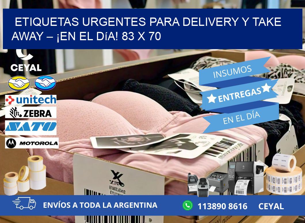 Etiquetas Urgentes para Delivery y Take Away – ¡En el Día! 83 x 70