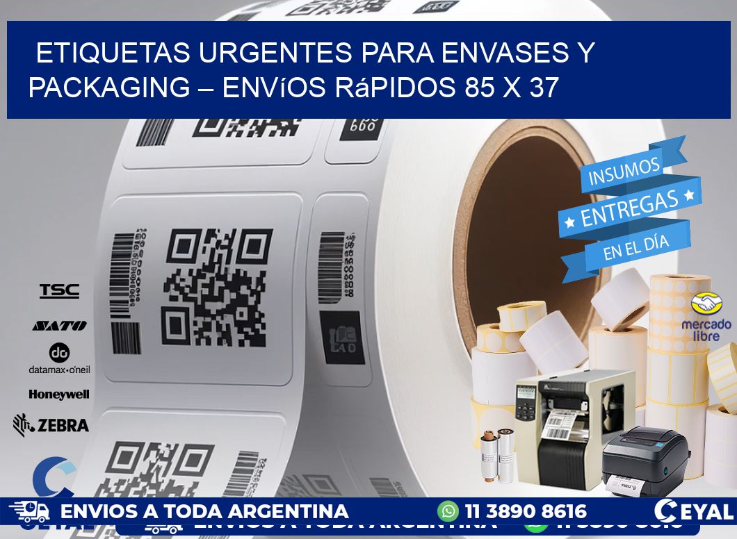 Etiquetas Urgentes para Envases y Packaging – Envíos Rápidos 85 x 37