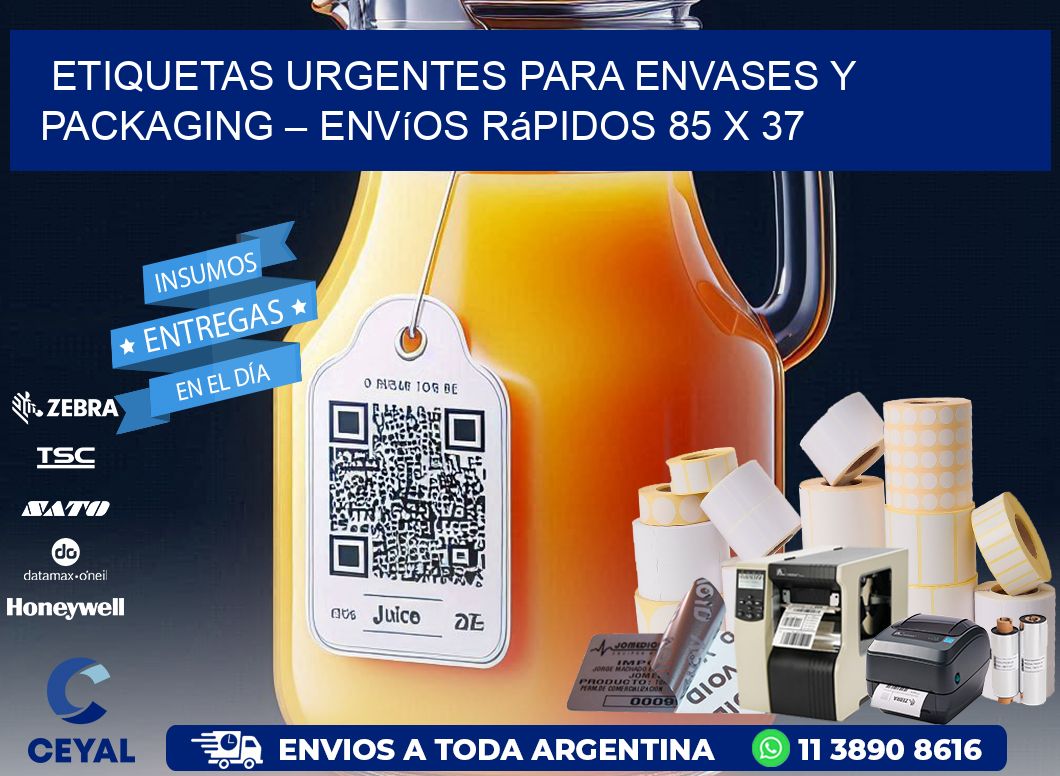 Etiquetas Urgentes para Envases y Packaging – Envíos Rápidos 85 x 37