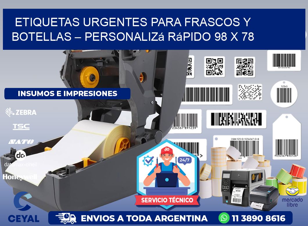 Etiquetas Urgentes para Frascos y Botellas – Personalizá Rápido 98 x 78