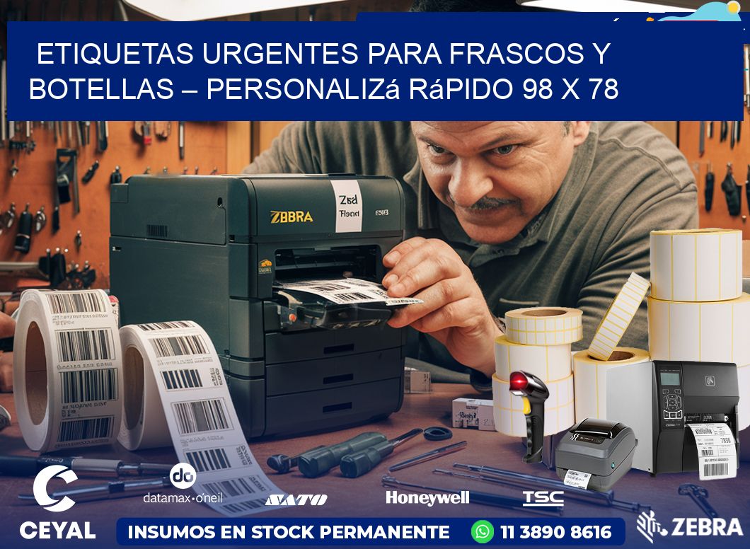 Etiquetas Urgentes para Frascos y Botellas – Personalizá Rápido 98 x 78