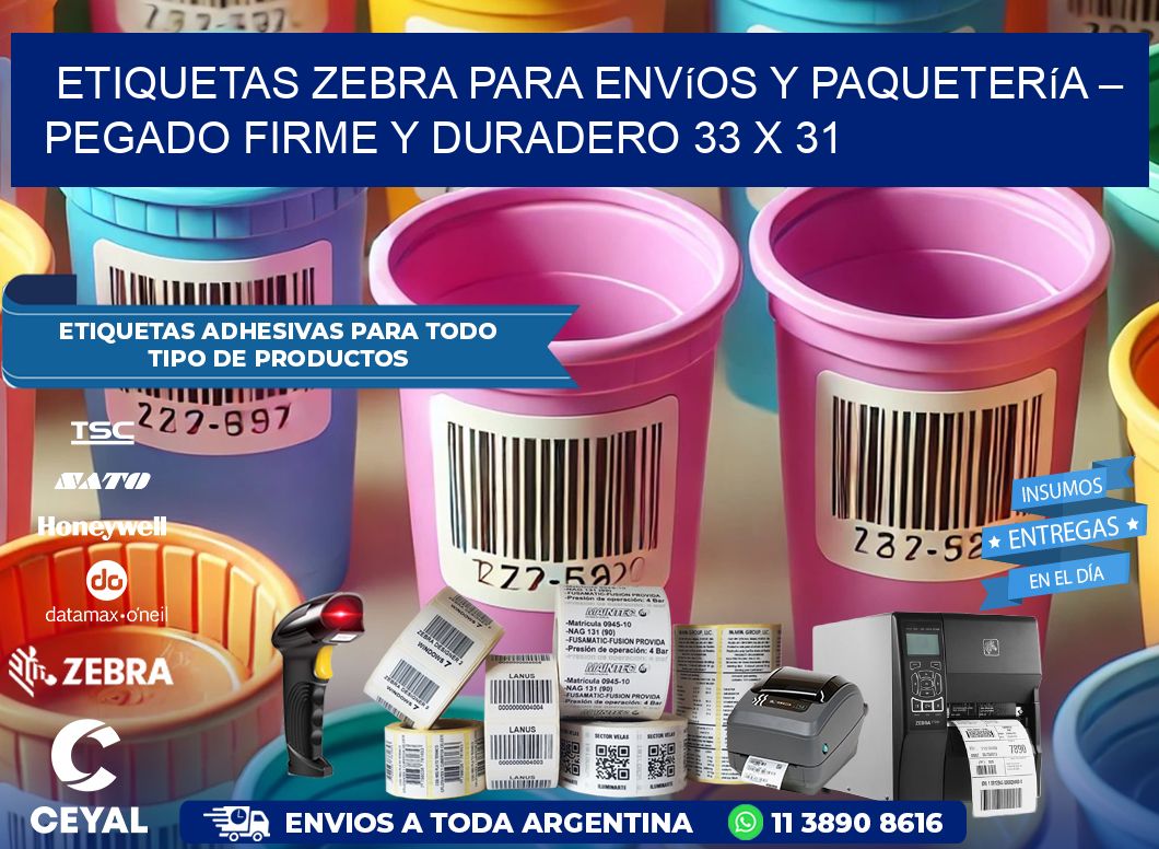 Etiquetas Zebra para Envíos y Paquetería – Pegado Firme y Duradero 33 x 31