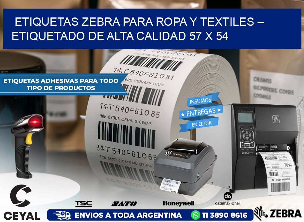 Etiquetas Zebra para Ropa y Textiles – Etiquetado de Alta Calidad 57 x 54