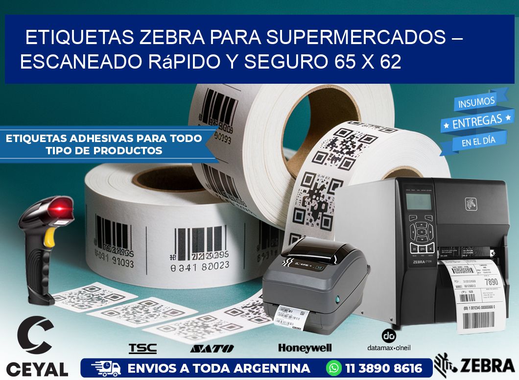 Etiquetas Zebra para Supermercados – Escaneado Rápido y Seguro 65 x 62