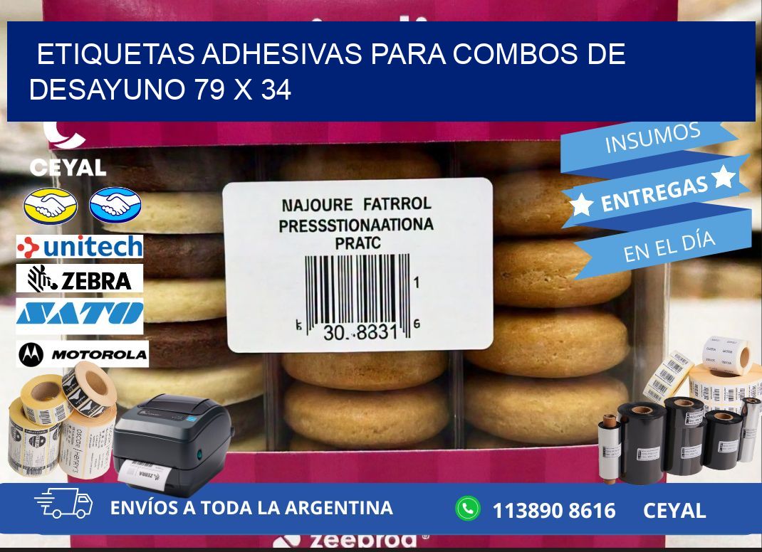 Etiquetas adhesivas para combos de desayuno 79 x 34