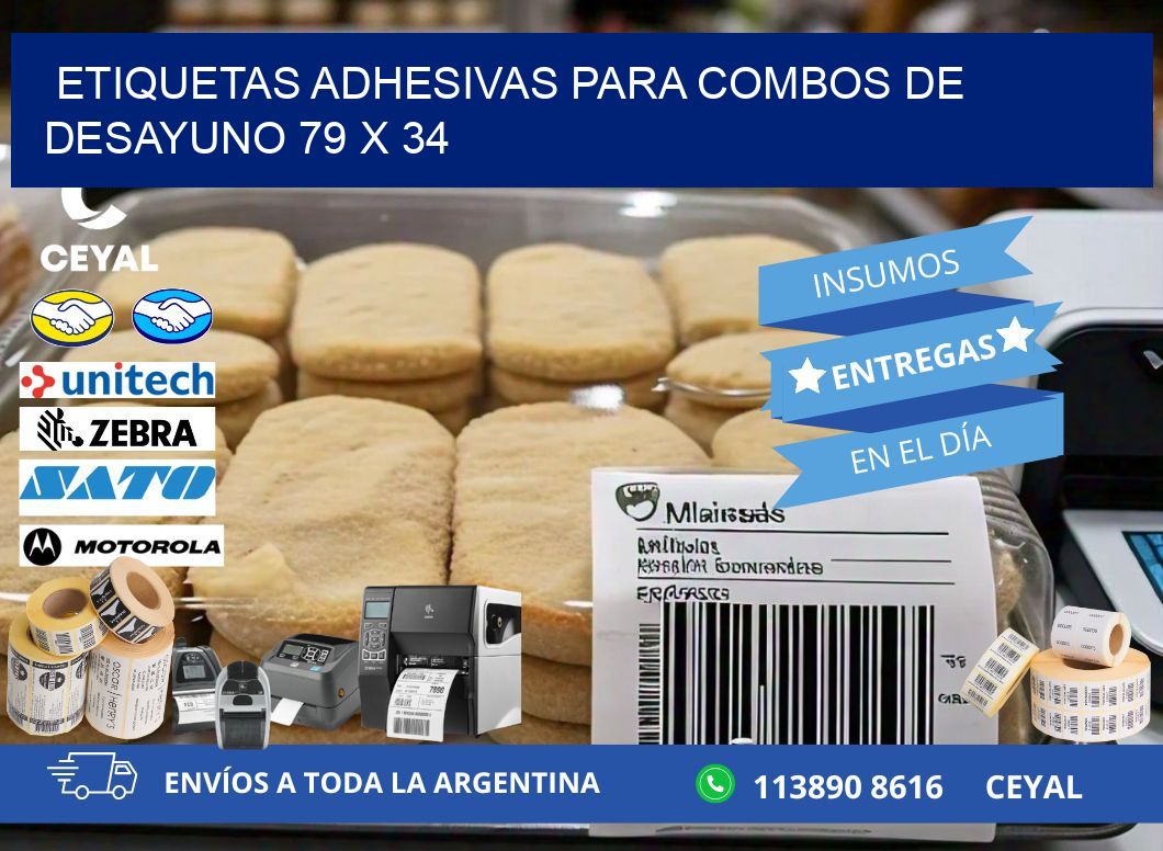 Etiquetas adhesivas para combos de desayuno 79 x 34