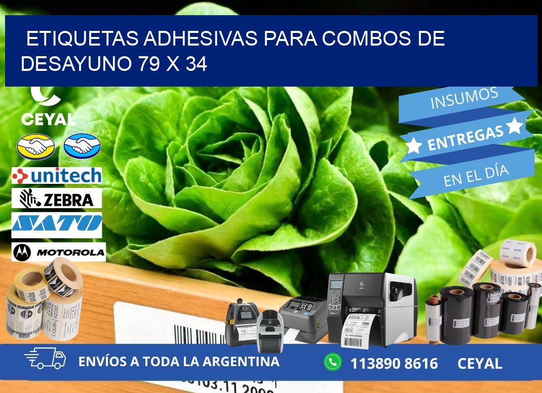 Etiquetas adhesivas para combos de desayuno 79 x 34