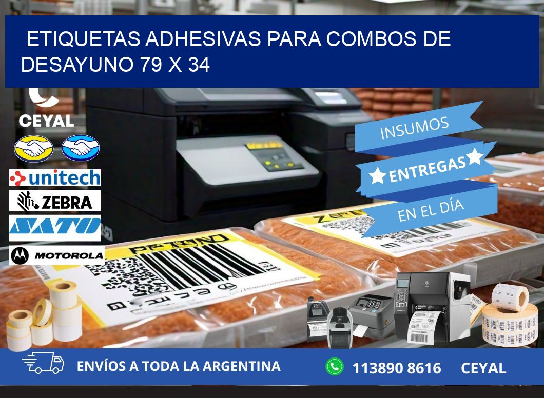 Etiquetas adhesivas para combos de desayuno 79 x 34