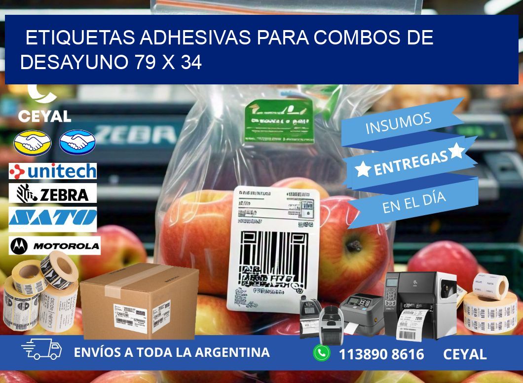 Etiquetas adhesivas para combos de desayuno 79 x 34