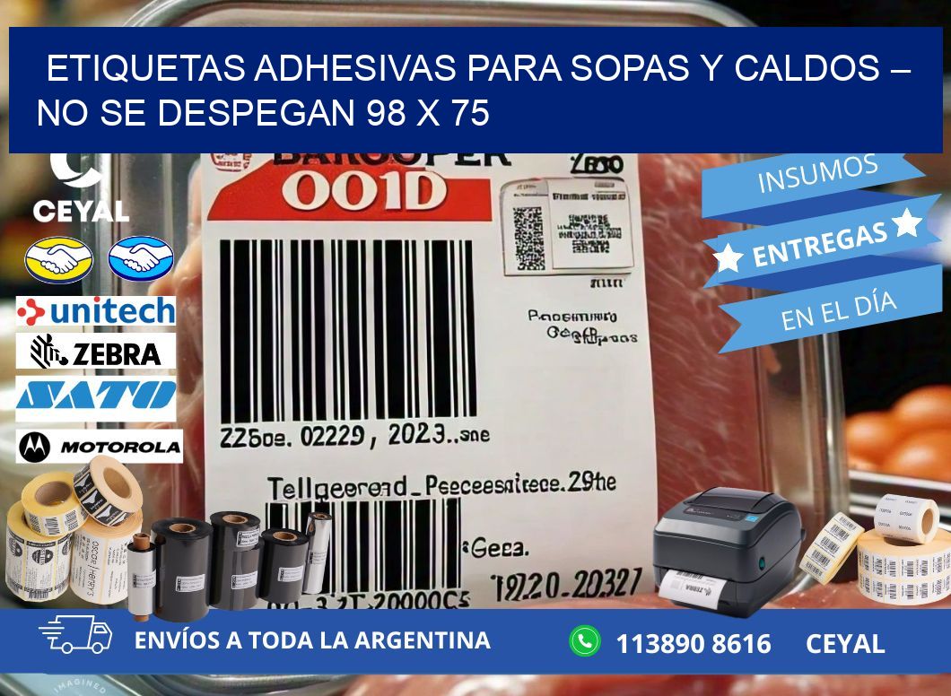 Etiquetas adhesivas para sopas y caldos – No se despegan 98 x 75