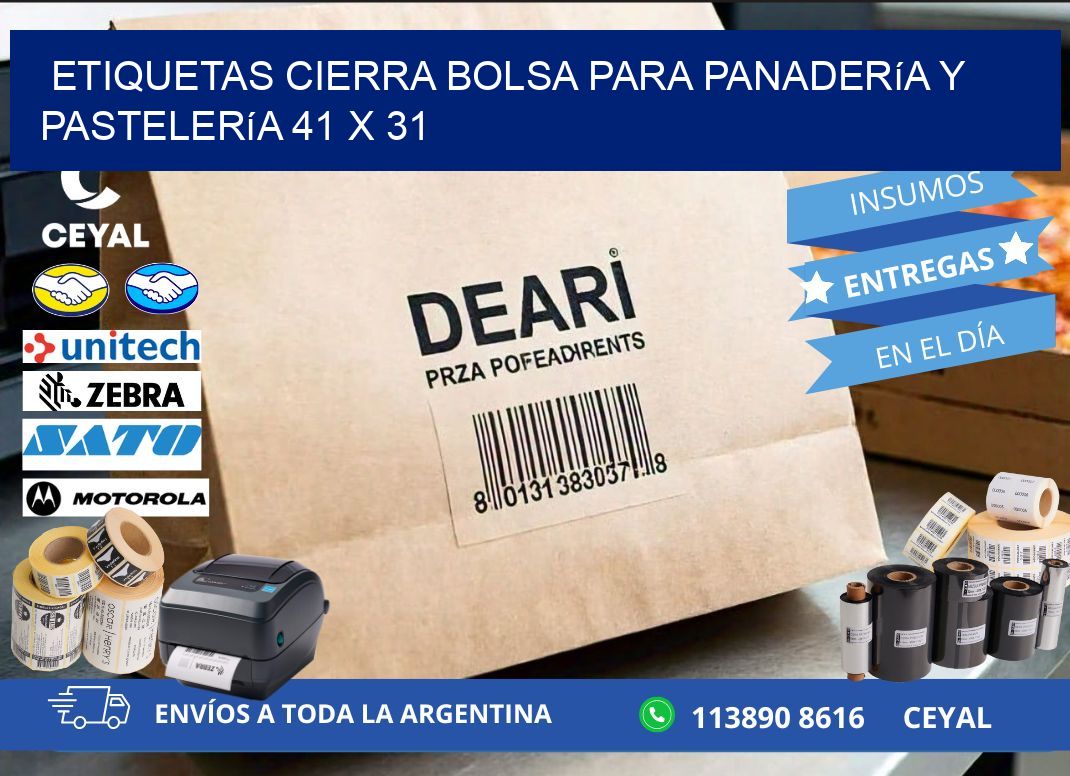 Etiquetas cierra bolsa para panadería y pastelería 41 x 31