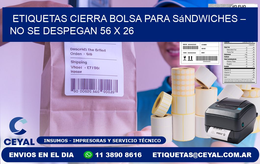 Etiquetas cierra bolsa para sándwiches – No se despegan 56 x 26