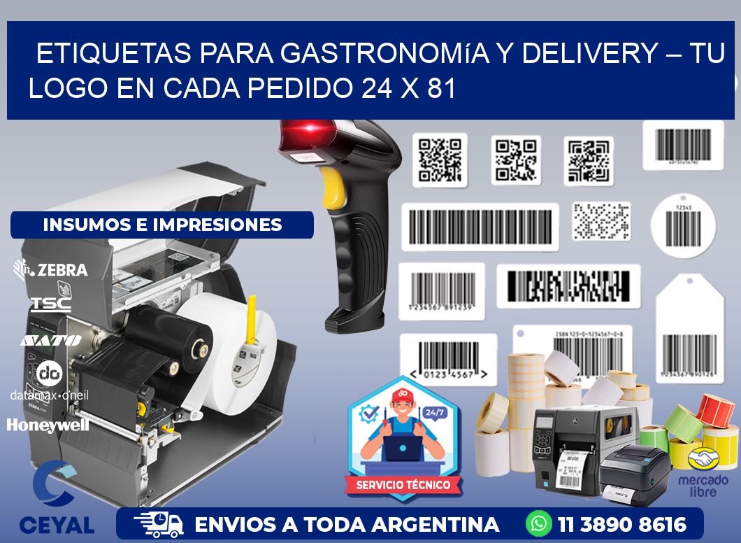 Etiquetas para Gastronomía y Delivery – Tu Logo en Cada Pedido 24 x 81