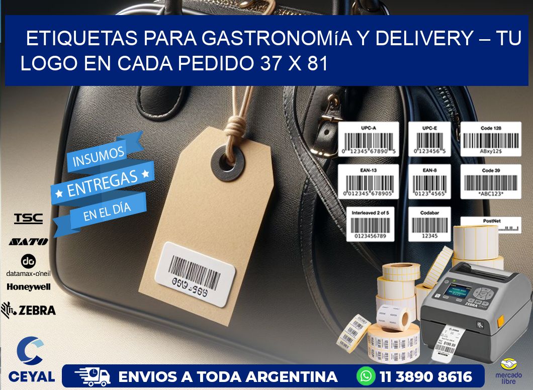 Etiquetas para Gastronomía y Delivery – Tu Logo en Cada Pedido 37 x 81