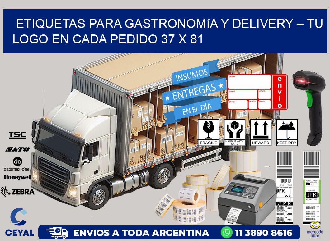 Etiquetas para Gastronomía y Delivery – Tu Logo en Cada Pedido 37 x 81