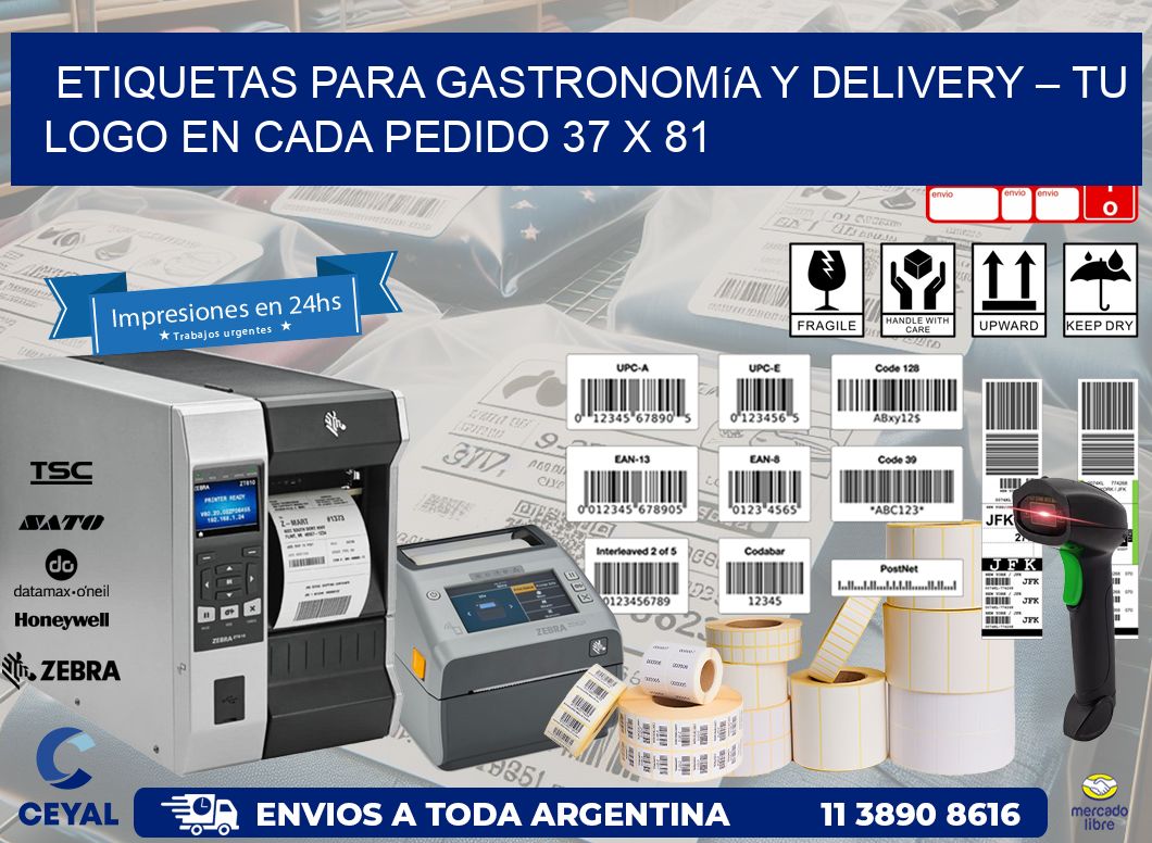 Etiquetas para Gastronomía y Delivery – Tu Logo en Cada Pedido 37 x 81