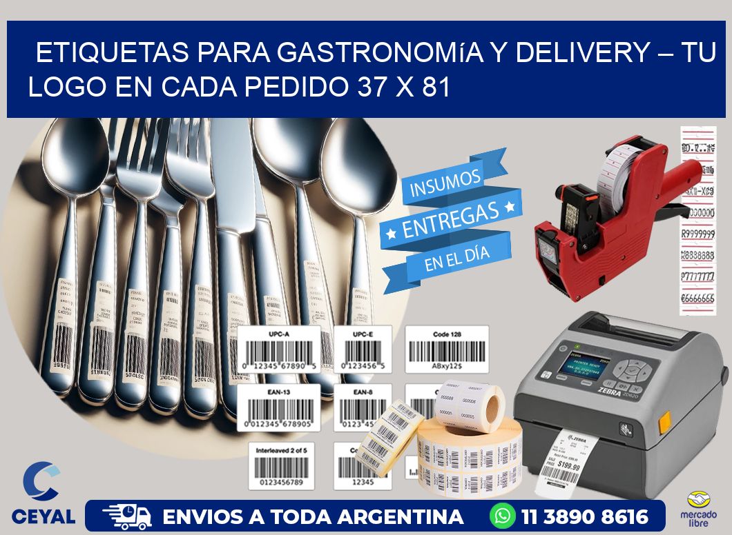 Etiquetas para Gastronomía y Delivery – Tu Logo en Cada Pedido 37 x 81