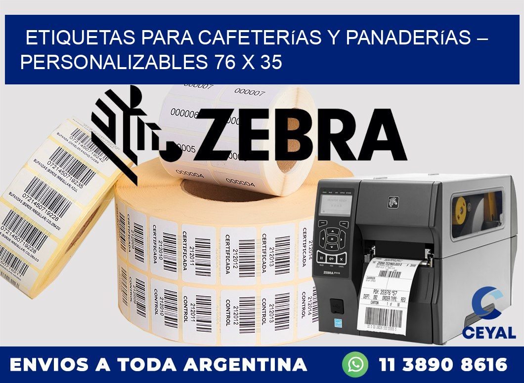 Etiquetas para cafeterías y panaderías – Personalizables 76 x 35