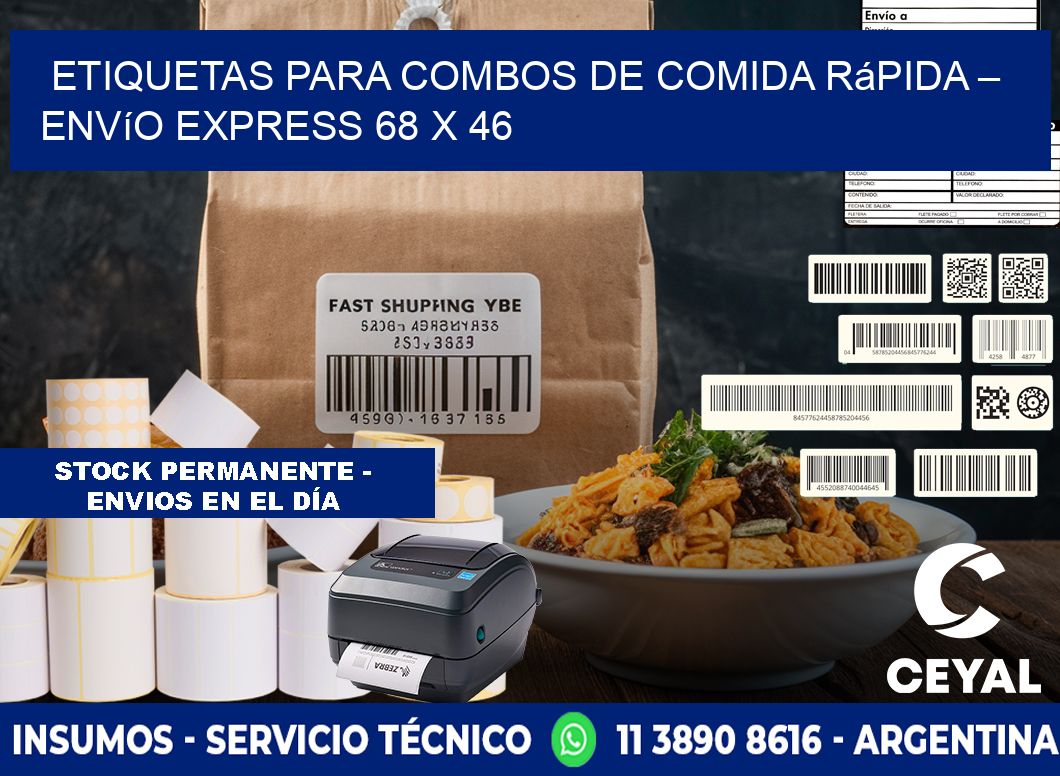 Etiquetas para combos de comida rápida – Envío express 68 x 46