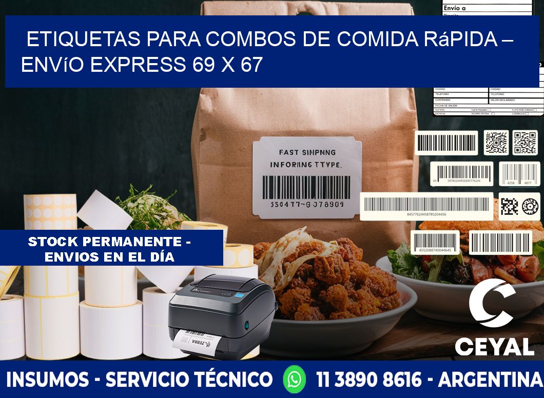 Etiquetas para combos de comida rápida – Envío express 69 x 67