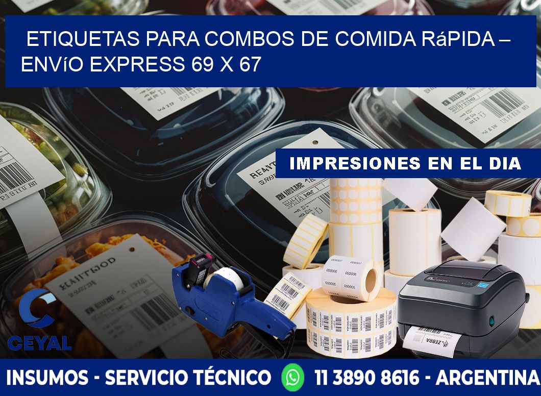 Etiquetas para combos de comida rápida – Envío express 69 x 67