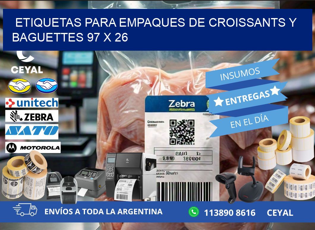 Etiquetas para empaques de croissants y baguettes 97 x 26