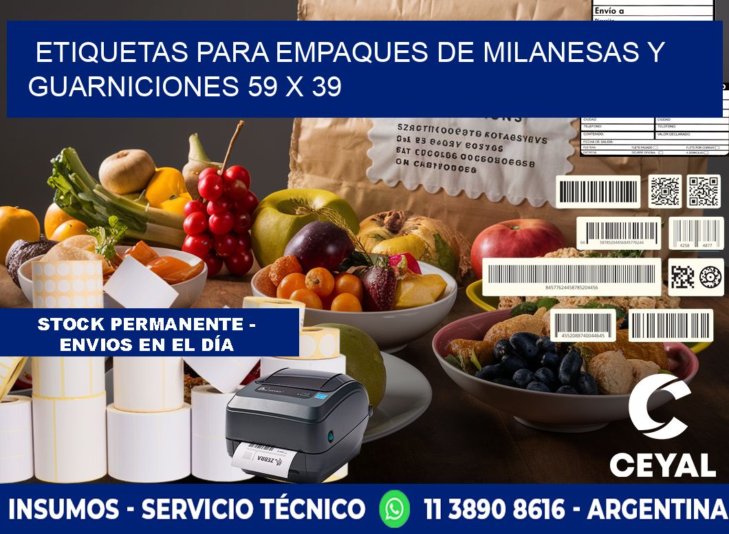Etiquetas para empaques de milanesas y guarniciones 59 x 39
