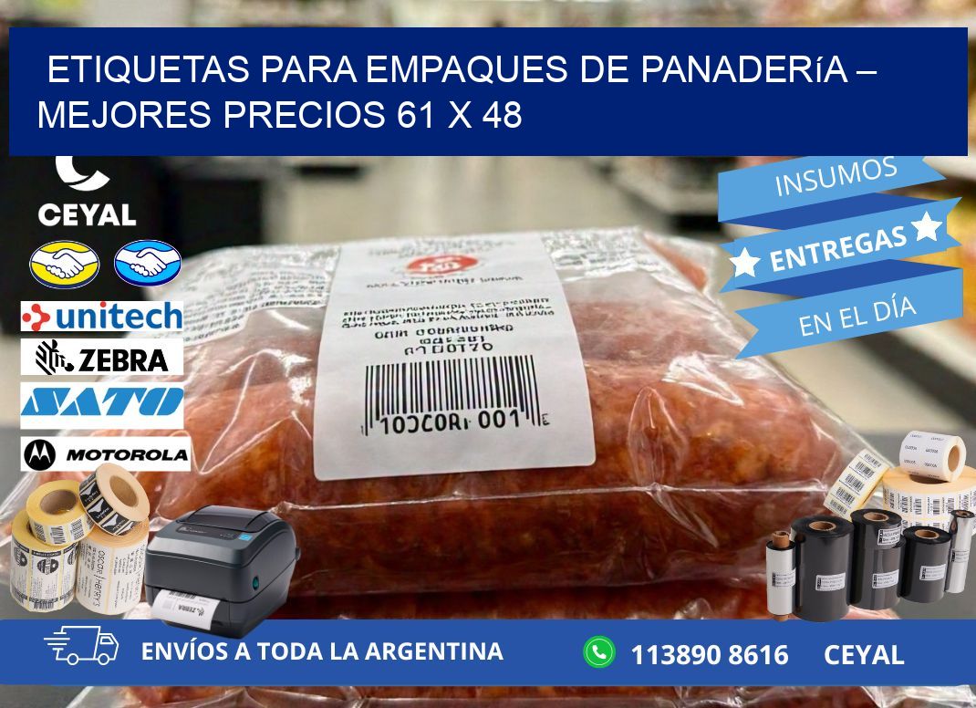 Etiquetas para empaques de panadería – Mejores precios 61 x 48