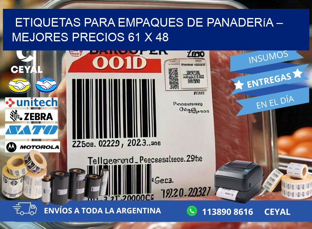 Etiquetas para empaques de panadería – Mejores precios 61 x 48