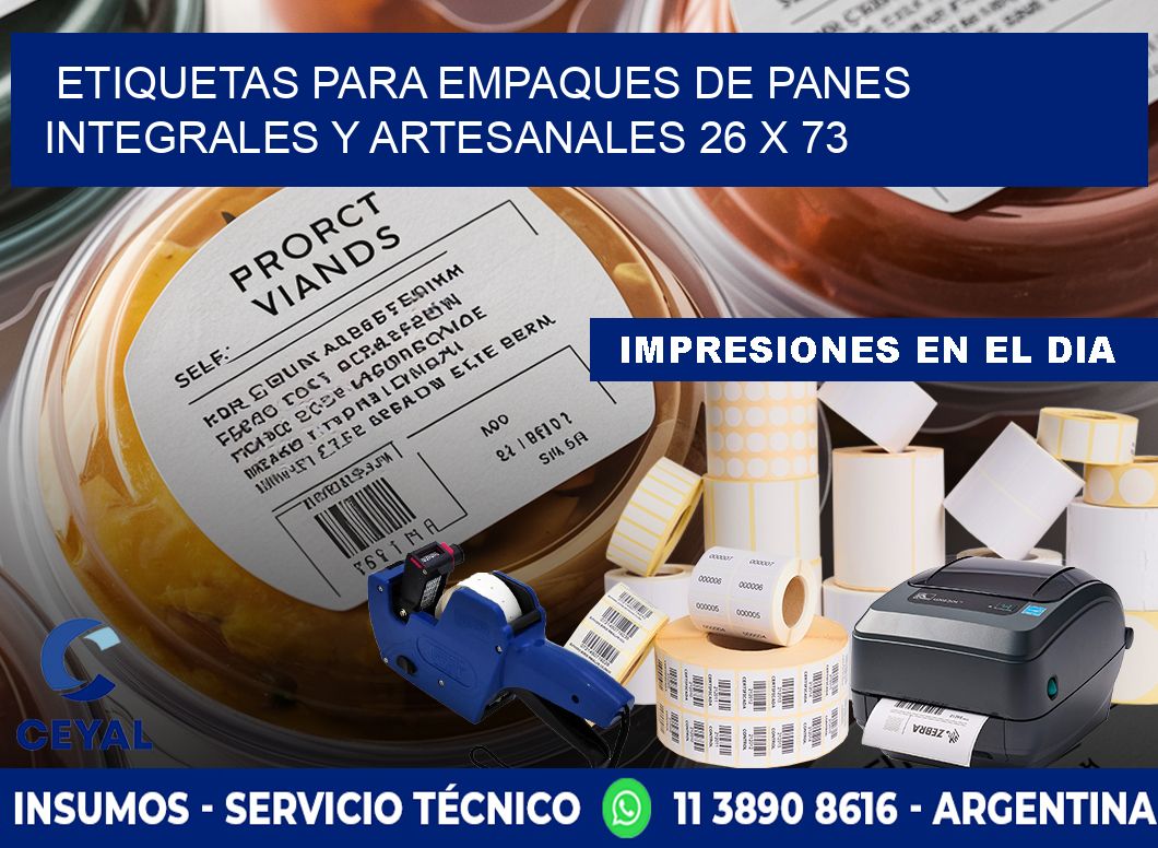 Etiquetas para empaques de panes integrales y artesanales 26 x 73