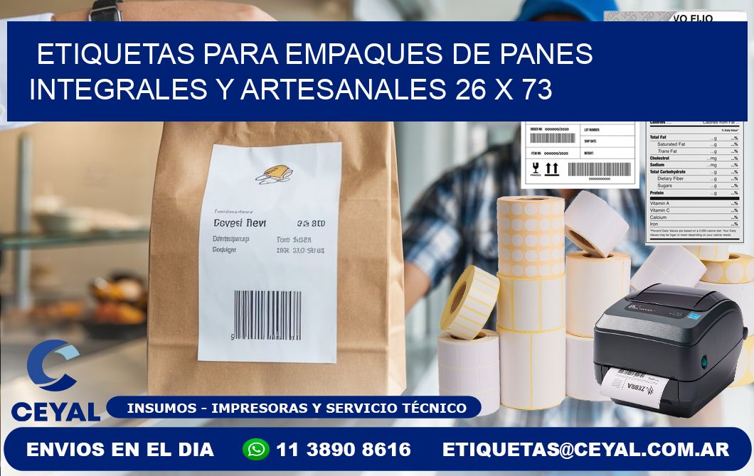 Etiquetas para empaques de panes integrales y artesanales 26 x 73