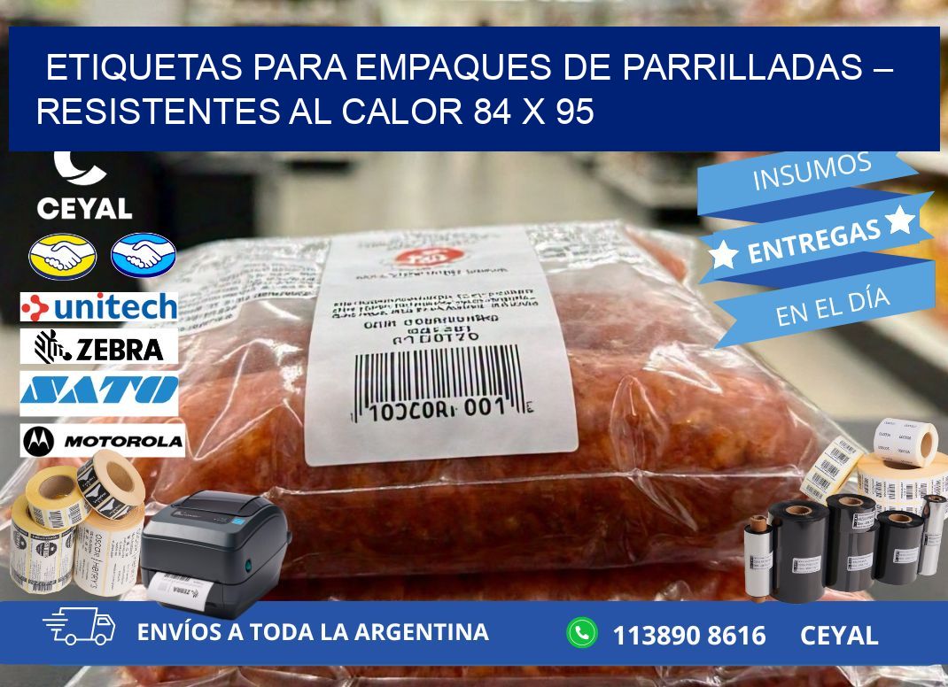 Etiquetas para empaques de parrilladas – Resistentes al calor 84 x 95