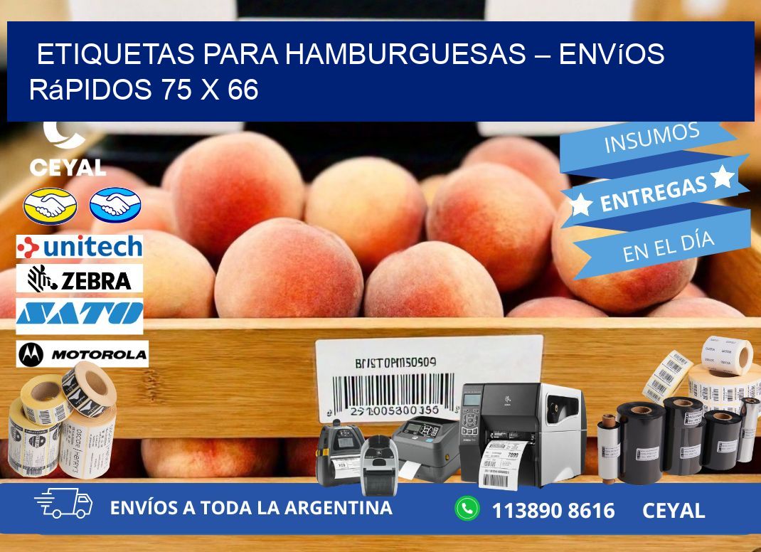 Etiquetas para hamburguesas – Envíos rápidos 75 x 66