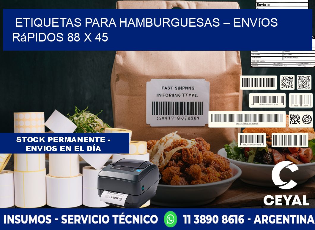 Etiquetas para hamburguesas – Envíos rápidos 88 x 45