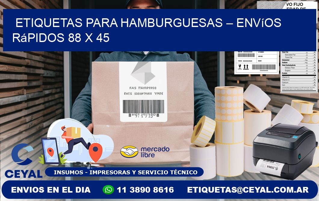 Etiquetas para hamburguesas – Envíos rápidos 88 x 45