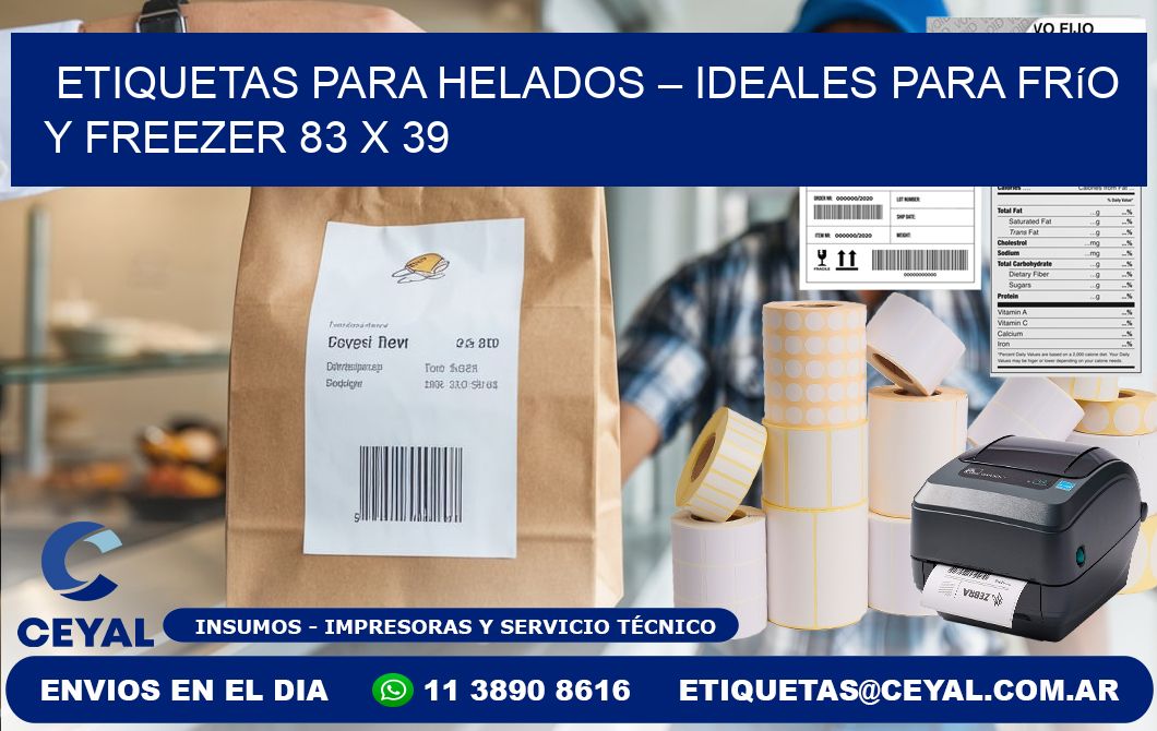 Etiquetas para helados – Ideales para frío y freezer 83 x 39