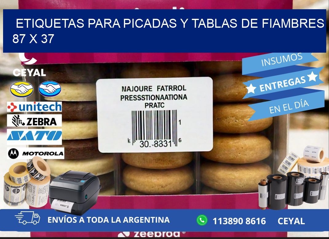 Etiquetas para picadas y tablas de fiambres 87 x 37