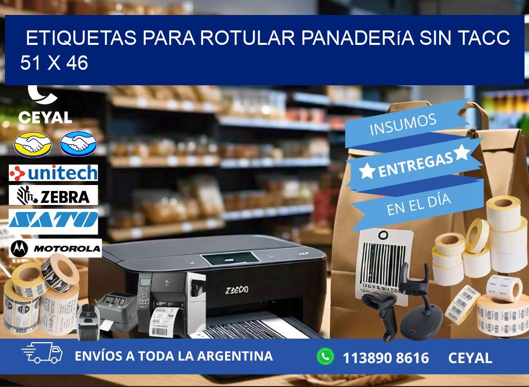 Etiquetas para rotular panadería sin TACC 51 x 46