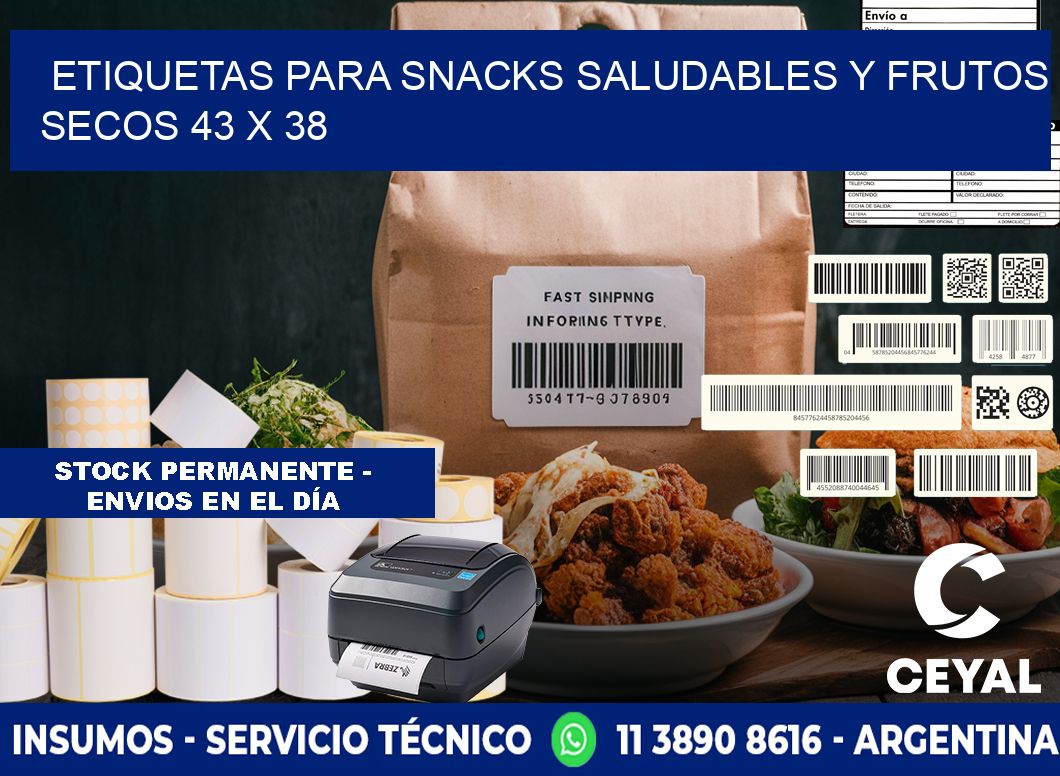 Etiquetas para snacks saludables y frutos secos 43 x 38