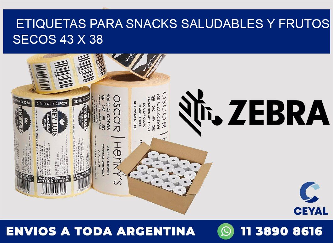 Etiquetas para snacks saludables y frutos secos 43 x 38