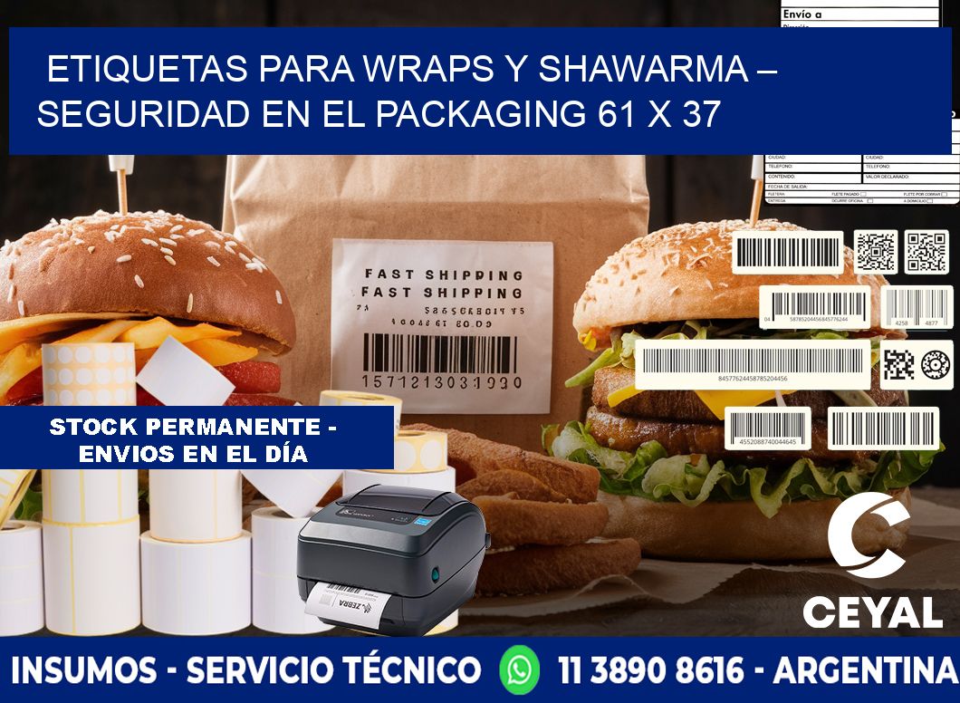 Etiquetas para wraps y shawarma – Seguridad en el packaging 61 x 37