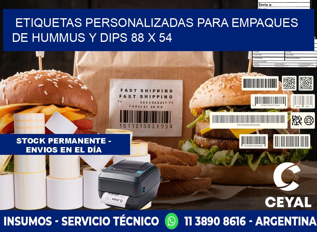 Etiquetas personalizadas para empaques de hummus y dips 88 x 54