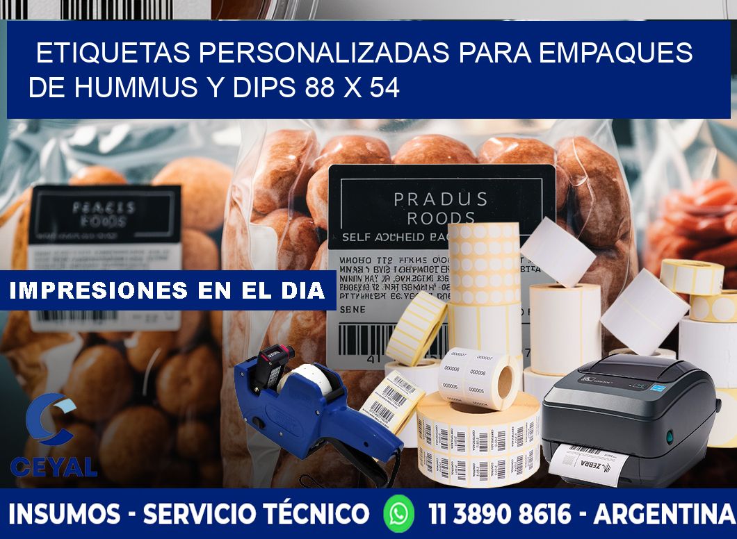 Etiquetas personalizadas para empaques de hummus y dips 88 x 54